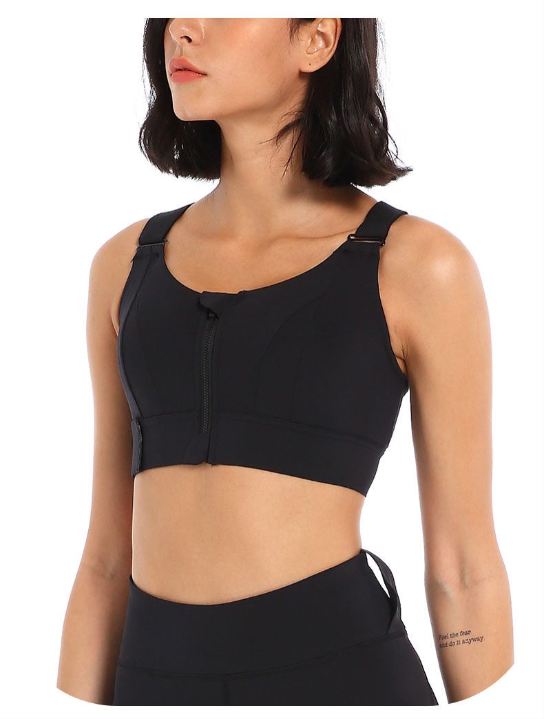 Fully Adjustable Strap Sports Bra with Zipper