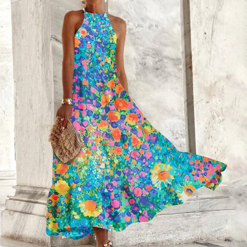 Isabella Halterneck Floral Maxi Dress