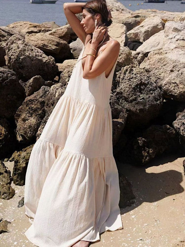 Aurora Pleated V-Neck Maxi Dress