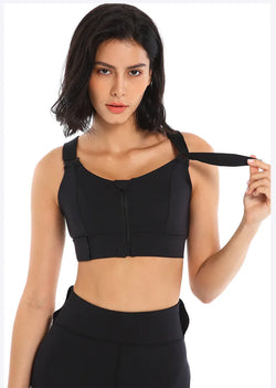 Fully Adjustable Strap Sports Bra with Zipper