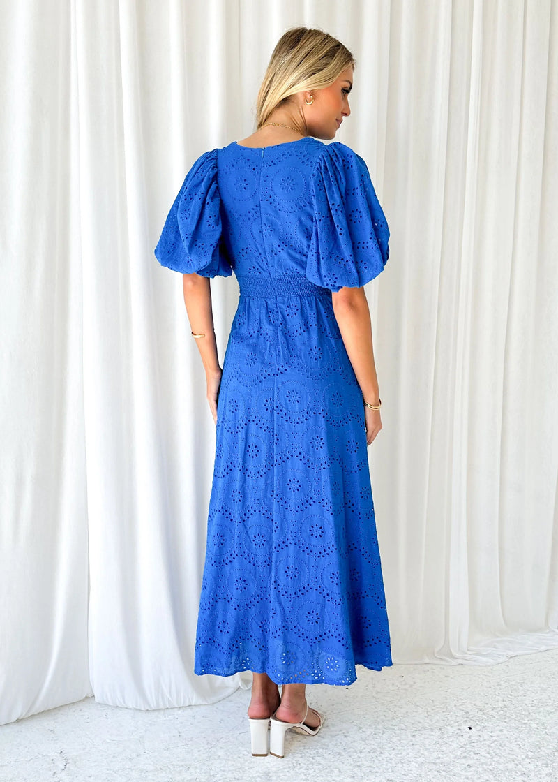 Balloon Sleeve Midi Dress With Pockets