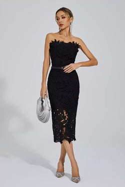 Strapless Lace Midi Dress