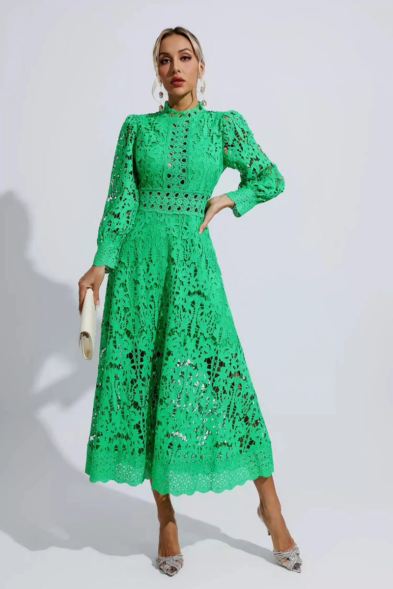 Lace Hollow Design Midi Dress