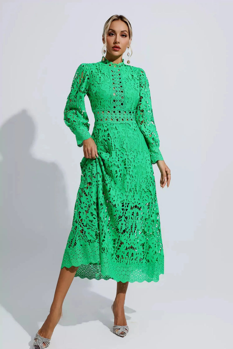 Lace Hollow Design Midi Dress