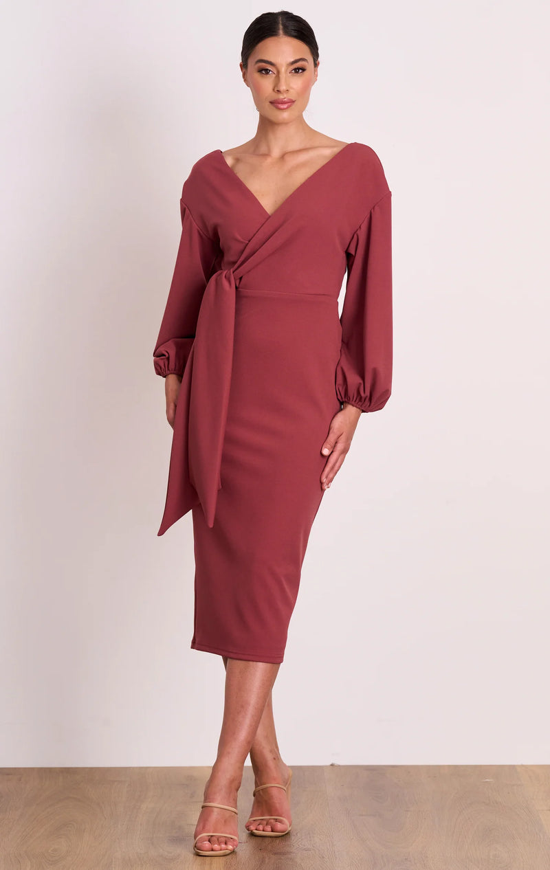 Blouson Sleeve Midi Dress