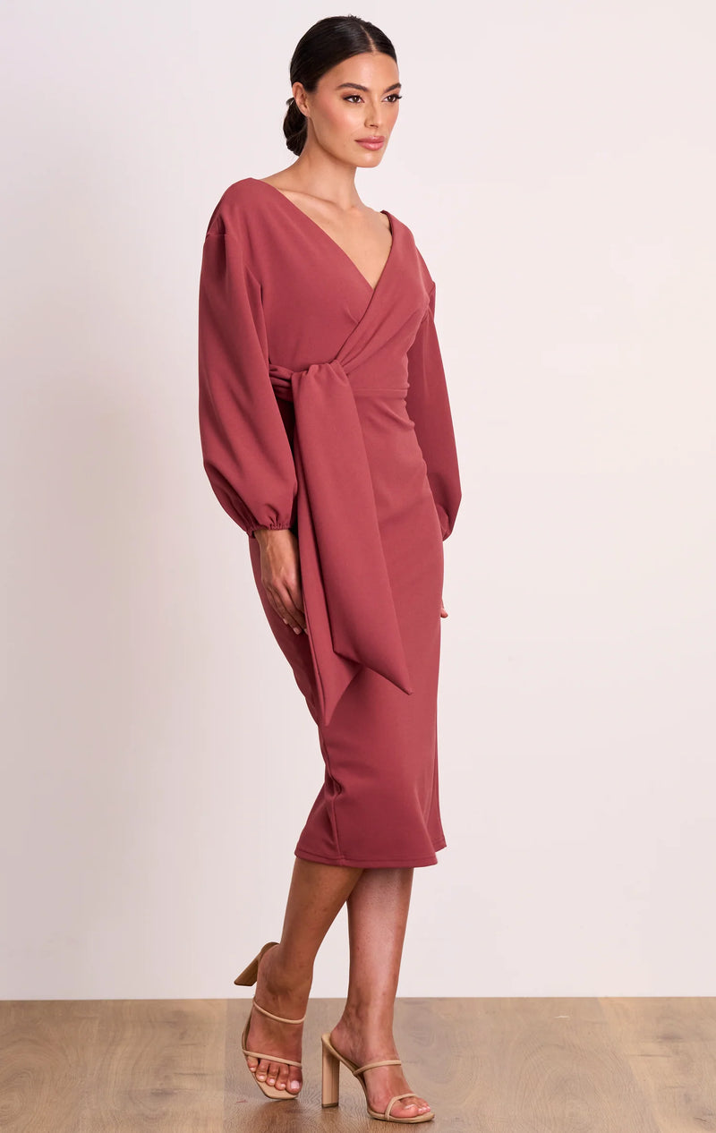 Blouson Sleeve Midi Dress