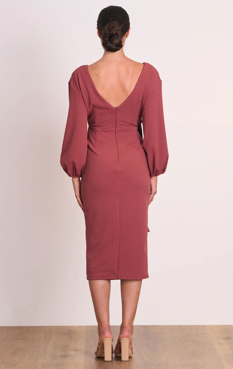 Blouson Sleeve Midi Dress