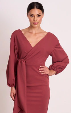 Blouson Sleeve Midi Dress