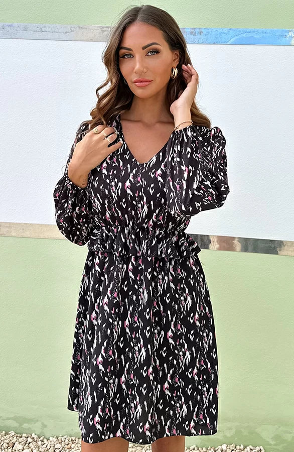 Isabella Long Sleeve Ruffle Waist Dress