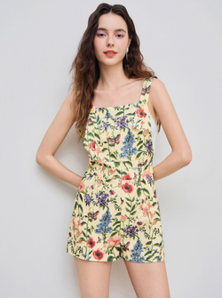 Daisy Floral Square-Neck Romper