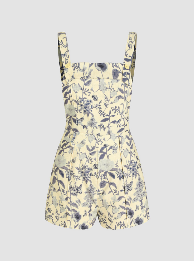 Daisy Floral Square-Neck Romper