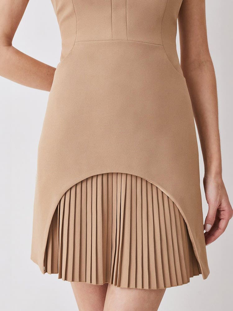 Sienna Camel Tailored Mini Dress