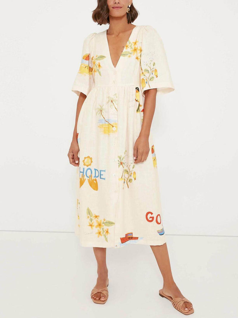 Sofia Printed Midi Dress